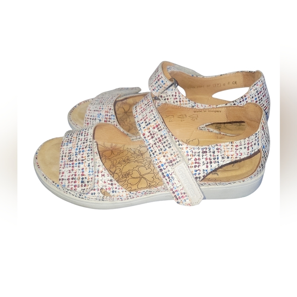 Ganter Women's Open Toe Velcro Fastener Leather Multicolor Sandals 37 - Picture 9 of 9